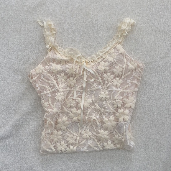 ballet corset apricot lace cami top - Picture 1 of 7